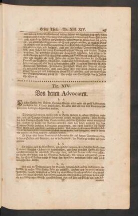 Tit. XIV. Von denen Advocaten.