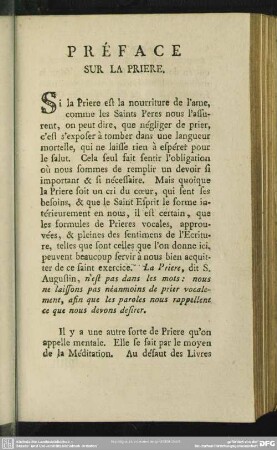 Préface Sur La Priere