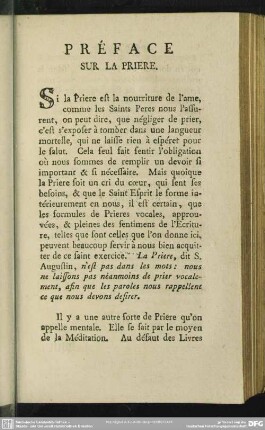 Préface Sur La Priere