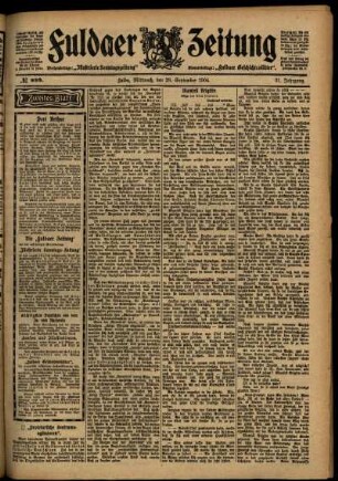 Zweite Ausgabe vom Mittwoch, den 28. September 1904.