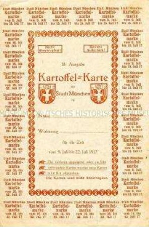 Kartoffelkarte der Stadt München (blanko)