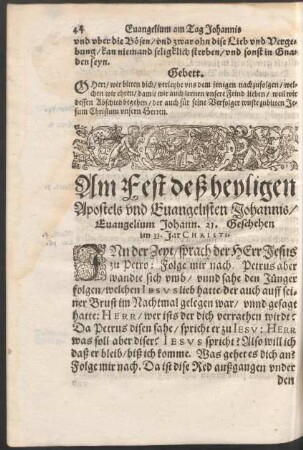 Am Fest deß heyligen Apostels und Evangelisten Johannis ...