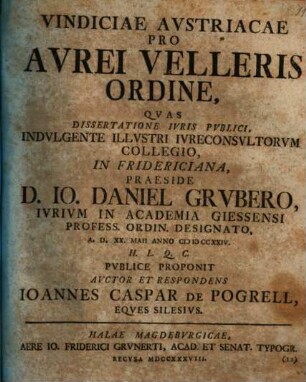 Vindiciae austriacae pro aurei velleris ordine