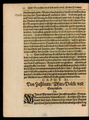 Caput XI. Von Zuhörern/ Pfarr-Volcke/ und Gemeinden.