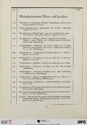 Holzschnitzereien, Uhren, Leuchter (Nr. 743-764)