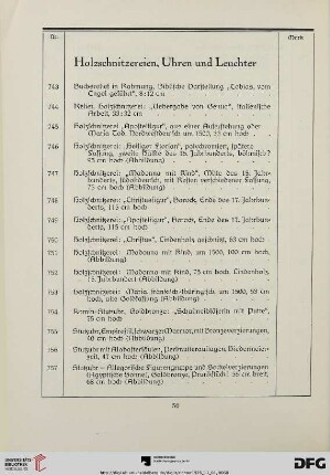 Holzschnitzereien, Uhren, Leuchter (Nr. 743-764)