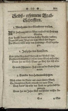 Selbst-ersonnene Grab-Schrifften.