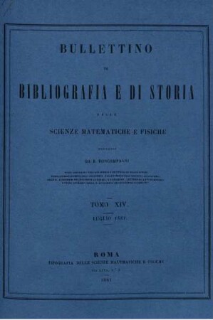 Tomo XIV. Luglio 1881.
