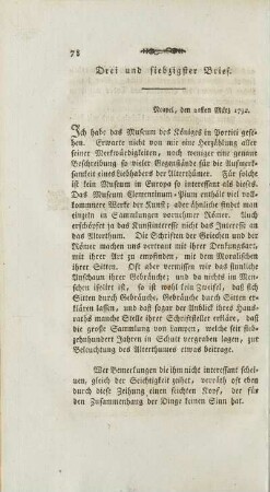 Drei und siebzigster Brief