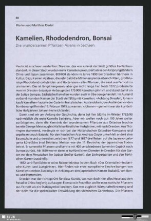 Kamelien, Rhododendron, Bonsai - Die wundersamen Pflanzen Asiens in Sachsen