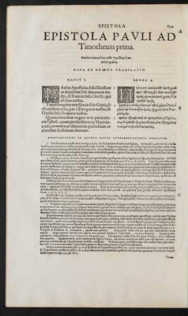 Epistola Pauli Ad Timotheum prima.