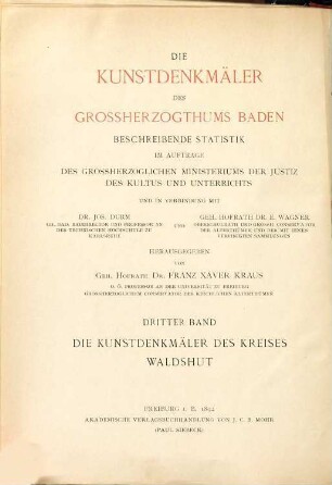 Die Kunstdenkmäler des Kreises Waldshut : beschreibende Statistik