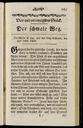 Vier und zwanzigstes Stück. Der schmale Weg.