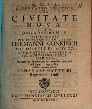 Disp. polit. de civitate nova