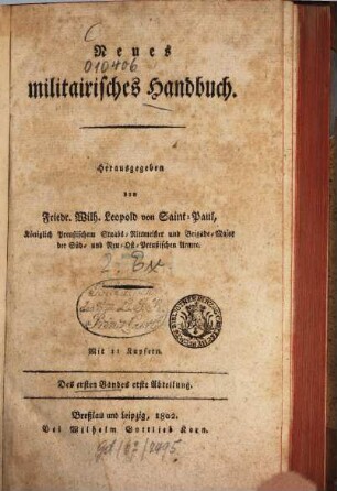Neues militairisches Handbuch, 1,1