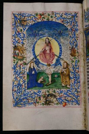 Vollbordürenseite mit Miniatur (Jüngstes Gericht) und bewohnter Streumusterbordüre