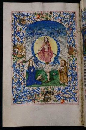 Vollbordürenseite mit Miniatur (Jüngstes Gericht) und bewohnter Streumusterbordüre