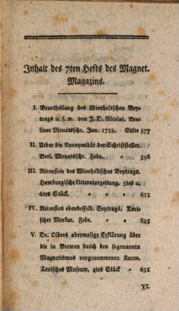Magnetistisches Magazin für Niederteutschland. 7, 7. 1788