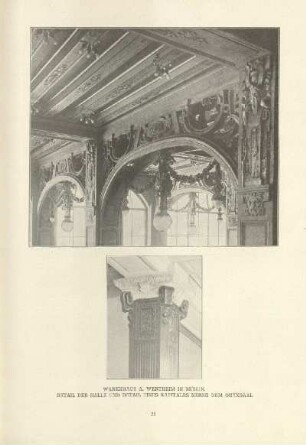 Warenhaus A. Wertheim in Berlin. Detail der Halle und Detail eines Kapitäles neben dem Onyxsaal