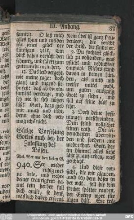 Gütige Vorsehung Gottes auch bey der Zulassung des Bösen.