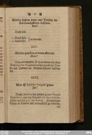 XXVI. Wer ist Eusebius Pamphili gewesen?