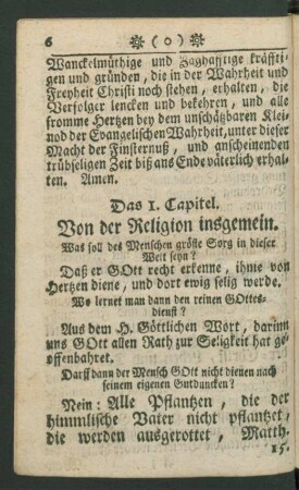 Das I. Capitel. Von der Religion insgemein.