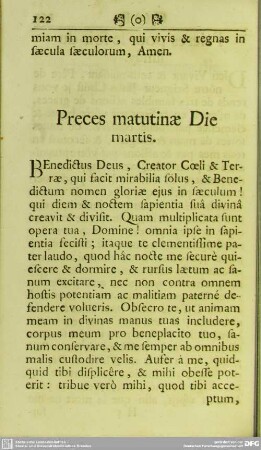 Preces matutinae Die martis