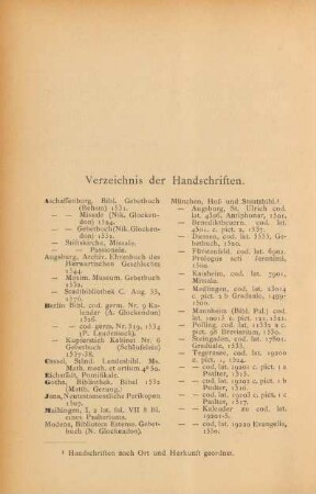 Verzeichnis der Handschriften