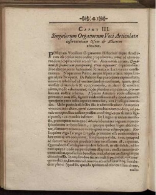 Caput III. Singulorum Organorum Voci Articulatae inservientium Usum & Actionem rimatur