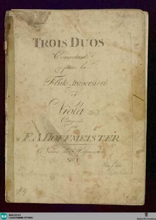 Trois Duos concertants pour la flute traversiere et viola : Nro. I