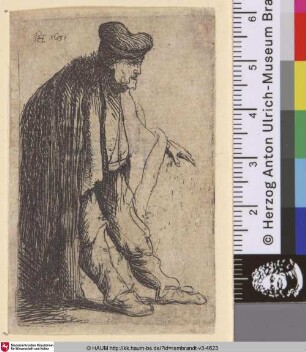 [Bettler mit ausgestreckter linker Hand; Beggar with his left hand extended; Vieillard sans barbe]