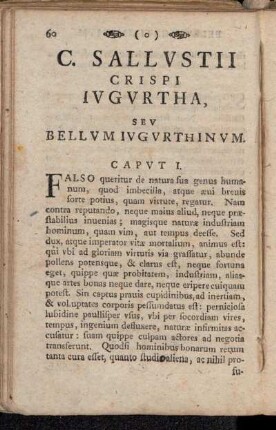 C. Sallustii Crispi Iugurtha, seu Bellum Iugurthinum.