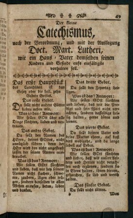 49-64, Der kleine Catechismus [...] - Frag-Stücke.