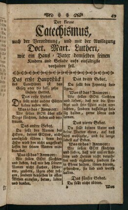 49-64, Der kleine Catechismus [...] - Frag-Stücke.