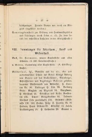 VIII. Sammlungen für Alterthum, Kunst und Wissenschaft.