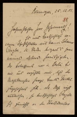 80: Brief von Alexander Levin von Bennigsen an Gottlieb Planck, Bennigsen, 25.12.1903