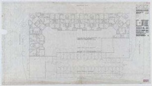 Wohn- und Gewerbebauten (nicht realisiert) – Variante 1: Grundriss Regelgeschoss. Berlin-Wilmersdorf, Wexstraße 37/Bernhardstraße