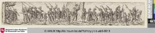 [Marschierende Soldaten mit Fahnenträger; Marching soldiers, in the centre a standard-bearer]