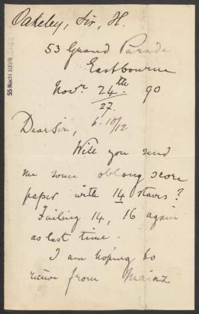 Brief an B. Schott's Söhne : 24.11.1890