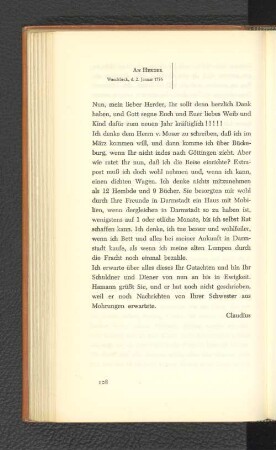 An Herder Wandsbeck, den 2. Januar 1776