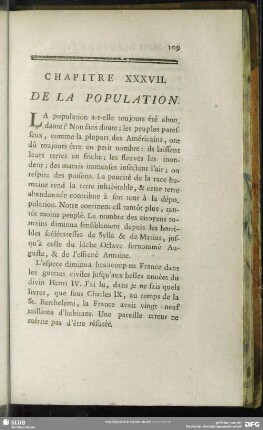 Chapitre XXXVII. De la Population