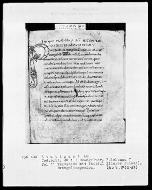 Evangeliar — Initiale P(lures fuisse), Folio 11recto