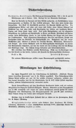 Mitteilungen der Schriftleitung