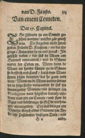 Van einem Cometen. Dat 27. Capittel.