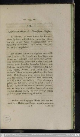 103. Geheimerer Grund der Linnéischen Classen