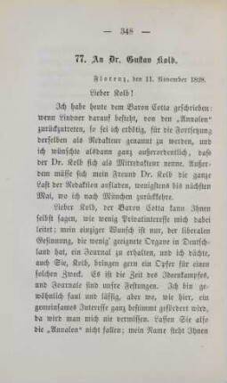 77. An Dr. Gustav Kolb