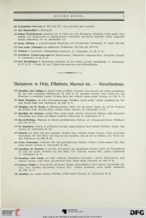 Skulpturen in Holz, Elfenbein, Marmor etc. – Verschiedenes (Nr. 174-218)