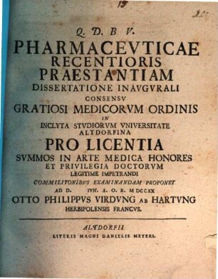 Pharmacevticae Recentioris Praestantiam Dissertatione Inavgvrali
