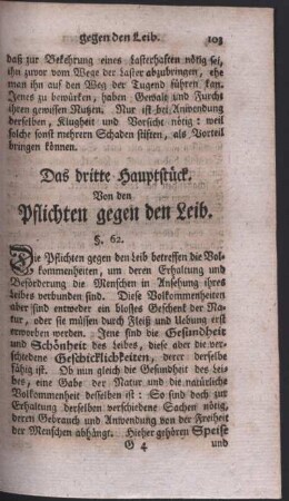 Das dritte Hauptstück. von den Pflichten gegen den Leib.