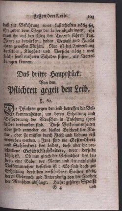 Das dritte Hauptstück. von den Pflichten gegen den Leib.